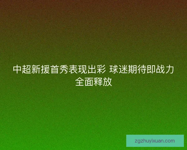 中超新援首秀表现出彩 球迷期待即战力全面释放 中超新援首秀表现出彩 球迷期待即战力全面释放