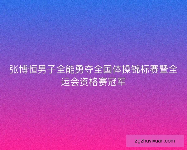张博恒男子全能勇夺全国体操锦标赛暨全运会资格赛冠军