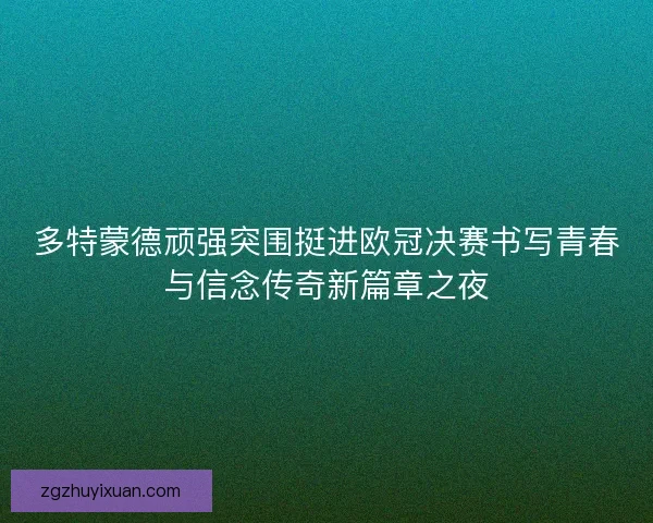 多特蒙德顽强突围挺进欧冠决赛书写青春与信念传奇新篇章之夜