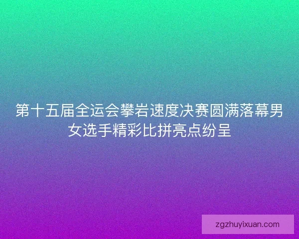 第十五届全运会攀岩速度决赛圆满落幕男女选手精彩比拼亮点纷呈