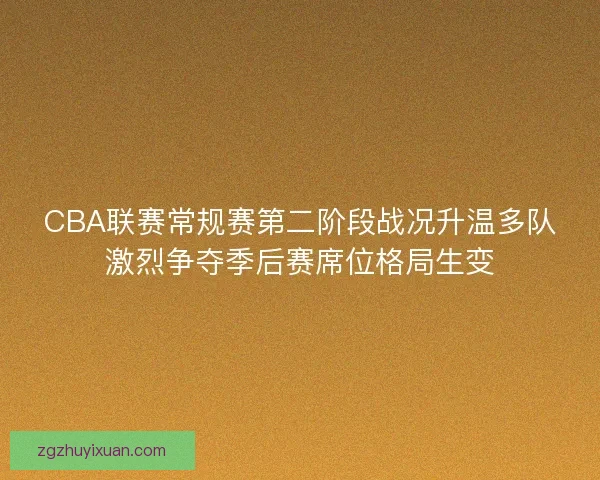 CBA联赛常规赛第二阶段战况升温多队激烈争夺季后赛席位格局生变